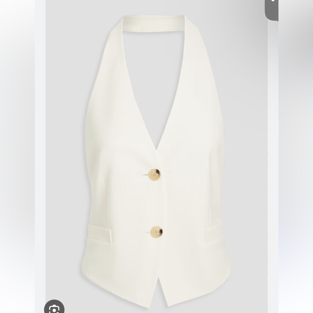 Helmut lank twill halterneck open back vest